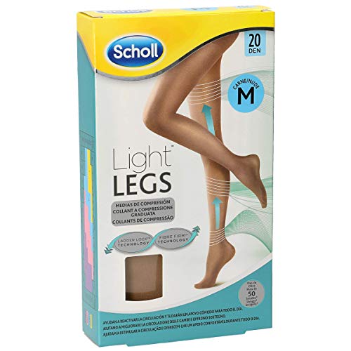 Scholl Medias de Compresión Ligera Mujer Light Legs 20DEN, Color Carne, M