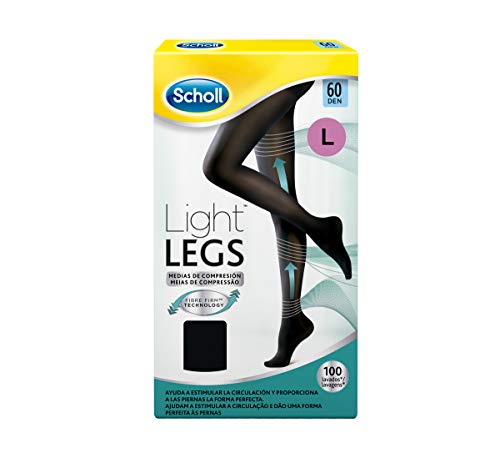 Scholl Medias de Compresión Ligera Mujer Light Legs 60DEN, Color Negro, L