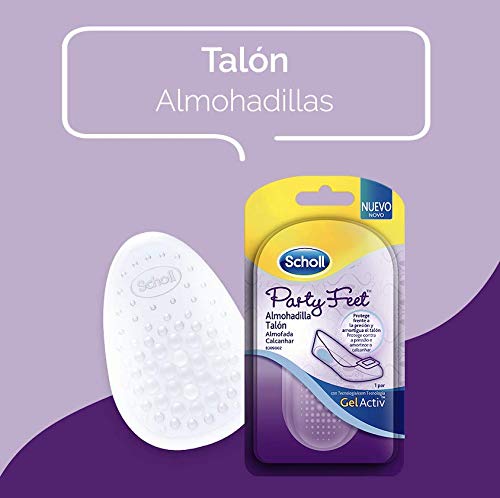 Scholl Party Feet, almohadillas talones con tecnología Gel Activ, amortiguan y protegen el talón, 2 almohadillas