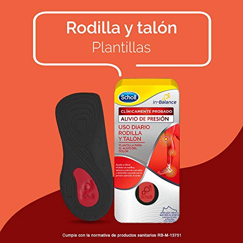 Scholl Plantilla In-Balance para el Alivio del Dolor de Rodilla y Talón, 1 par, talla S (37 - 39.5)