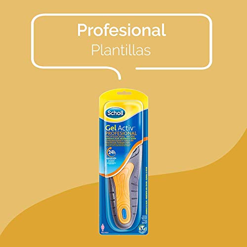 Scholl Plantillas Gel Activ Profesional Hombre para Calzado Trabajo, Absorción de Impactos y Amortiguación, Talla 40-46.5, 1 par (2 plantillas)