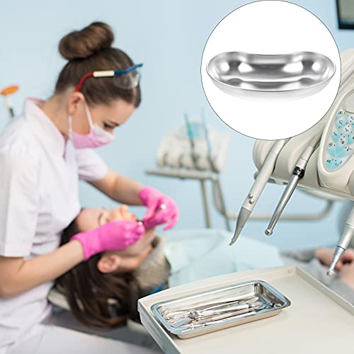 Scicalife Bandeja de Acero Inoxidable para Riñonera Lavabo Emesis Instrumentos de Laboratorio Dental Bandejas Quirúrgicas Bandejas de Metal Organizador de Bandeja Médica para Aderezos