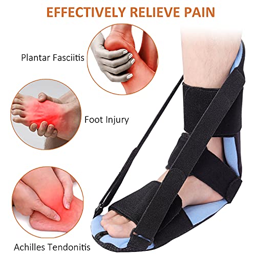 Scurnhau Férula nocturna para fascitis plantar, suave y ajustable para los pies para mujeres y hombres. Soporte para tendinitis, espolón del talón, tratamiento del dolor de arco, fractura de estrés,S