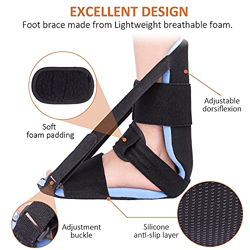 Scurnhau Férula nocturna para fascitis plantar, suave y ajustable para los pies para mujeres y hombres. Soporte para tendinitis, espolón del talón, tratamiento del dolor de arco, fractura de estrés,S