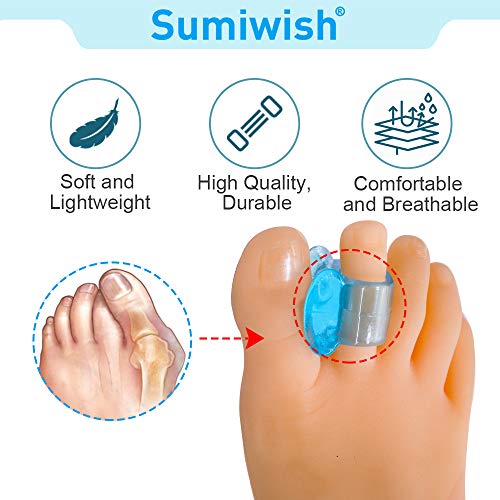 Separador de dedos Sumiwish Hallux, [10x] Ampliador de dedos grande, Separador de dedos de silicona, Corrección de dedos superpuestos, Dedo en martillo, Alivio del dolor