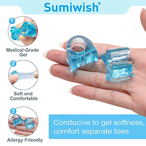 Separador de dedos Sumiwish Hallux, [10x] Ampliador de dedos grande, Separador de dedos de silicona, Corrección de dedos superpuestos, Dedo en martillo, Alivio del dolor