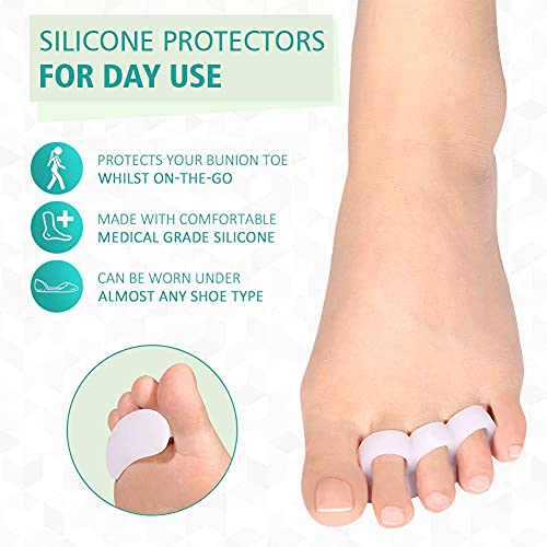 Separador dedos pie Kits de enderezadora de dedos en gel, separadores de dedos para el alivio del dolor de juanetes, Hallux Valgus, dedos torcidos y dedos superpuestos