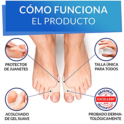 Separador Dedos Pie transparente [6x], silicona mejorada, 0% BPA, Talla única - Silicona gel suave, no es corrector de juanetes hallux valgus sostenida