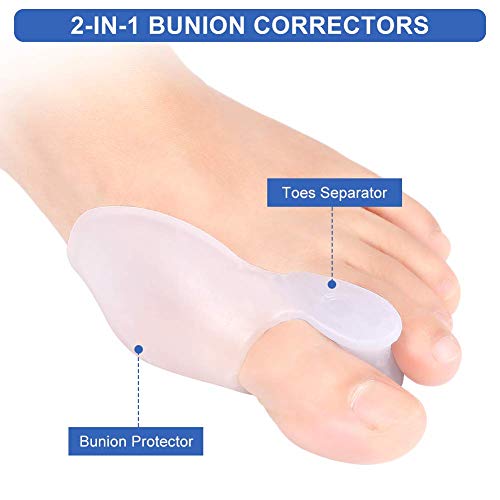 Separador Dedos Pie transparente , Haofy Juanete Protector Gel Separador Silicon de dedos Almohadilla para juanetes y Separador de dedos para Dedos Gordo, Dedos de Martillo Tratamiento, 2 Pares