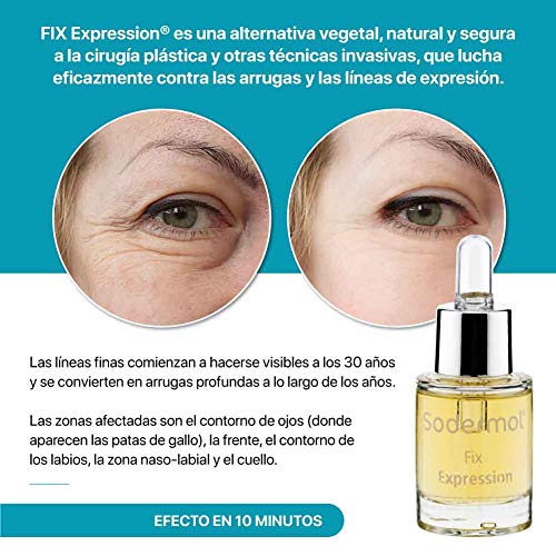 Serum facial antiarrugas efecto botox orgánico corrector facial antiedad aceite hidratante elimina lineas de expresion en contorno de ojos y labios cosmetica natural Fix Expression®