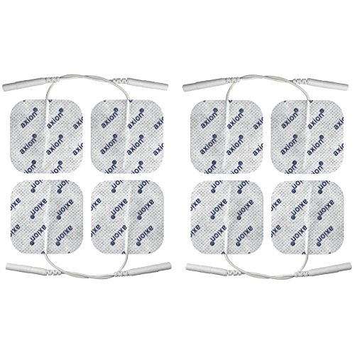 Set 8 electrodos cuadrados axion | Compatible con su electroestimulador TENS y EMS de Cefar Compex | Almohadillas adhesivas con conexión de clavija de 2 mm