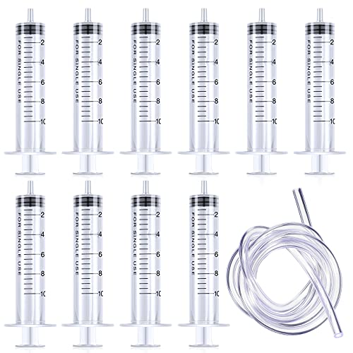 Set de 11 Jeringas de Plástico con Tubo Manguera de 3 Feet Jeringa de Medición (0,6 x 4,1 Pulgadas)