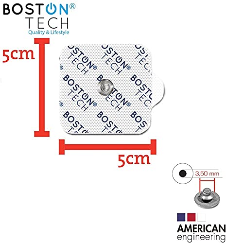 Set de 20 electrodos universales de 5x5 cm tipo botón Electrodos para TENS y EMS, Reutilizables Supersoft para electroestimulador Beurer, Vitalcontrol, Sanitas. Parches. Boston Tech