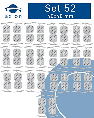 Set de 52 electrodos axion | Parches compatibles con TENS y EMS | Almohadillas universales de conexión clavija de 2 mm | Electrodos para su electroestimulador