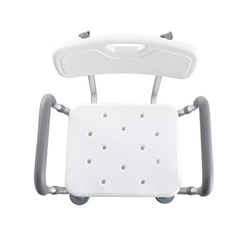 Sfeomi Silla de Ducha para Mayores con Respaldo Ajustable Silla para Baño con Capacidad de 120 kg Taburete de Ducha para Ancianos con Pies de Goma Antideslizantes