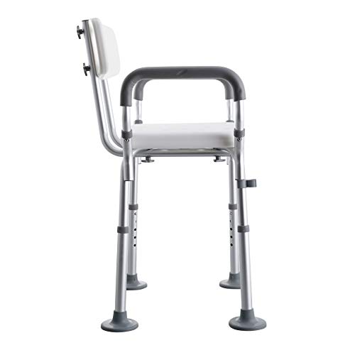 Sfeomi Silla de Ducha para Mayores con Respaldo Ajustable Silla para Baño con Capacidad de 120 kg Taburete de Ducha para Ancianos con Pies de Goma Antideslizantes