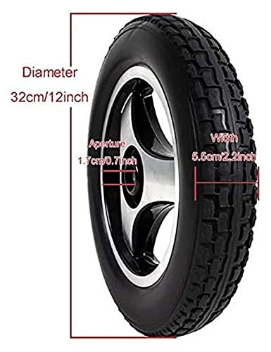 SFSGH 2 Piezas de Accesorios para sillas de Ruedas Ruedas Ruedas eléctricas de Repuesto para sillas de Ruedas, Ruedas universales de 12 Pulgadas Rueda Trasera PU Llantas sólidas Accesori