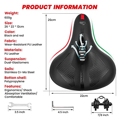 SGODD Sillín de Bicicleta, Asiento de Bicicleta, Sillín de Ciclismo,Cojín cómod, Asiento de Bicicleta de Gel Ergonómico, Reemplazo de sillín de Bicicleta