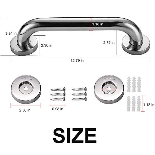 Shackcom 2 Piezas 30cm Asa de Seguridad para Baño Asidero Acero Inoxidable Manija de Ducha Barra de Agarre Apoyo Soporte Apoyabrazos del Cuarto para Niño Discapacitado Anciano