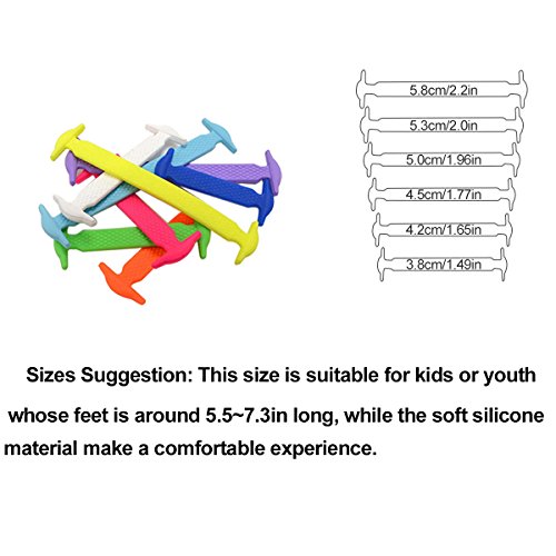 Shackcom sin Corbata Cordones de Zapatos para Niños Cordones de Zapatos Cordones Elásticos de zapatillas de Silicona Plano Impermeables de los Zapatos del Tablero Sneaker Negro+Blanco+Arcoiris+Azul