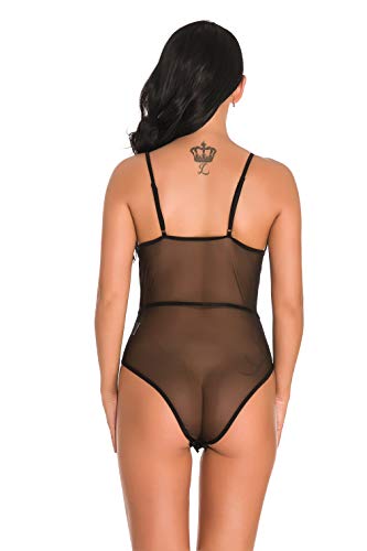 Shangrui Ladies Sexy Encaje Hueco Transparente Cinta Envuelta Pecho Cabestrillo Body