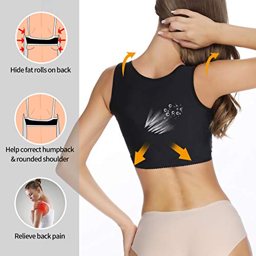 SHAPERIN Corrección de Postura para Mujer Modelador de compresión Figura Superior Sujetador Moldeador Soporte sin Mangas Fajas Corrector de Joroba Levantamiento de Senos Modelador Underbust