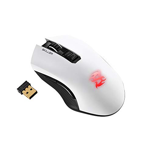 Sharkoon SGM3 - Ratón Gaming Óptico Inalámbrico, 6000 DPI, 7 Botones, Blanco