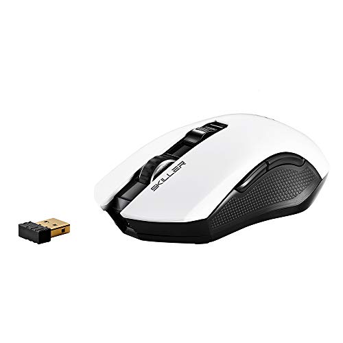 Sharkoon SGM3 - Ratón Gaming Óptico Inalámbrico, 6000 DPI, 7 Botones, Blanco