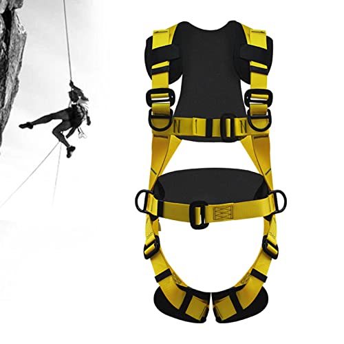 sharprepublic Arnés de Escalada Seguridad Cinturón de Escalada Protección contra caídas para Rappel Rescate de Incendios Montañismo Espeleología Accesorios - Amarillo Negro