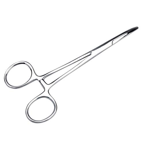 Sheens Pinza hemostática de Acero Inoxidable de 4.9 Pulgadas / 5.5 Pulgadas Mosquito Mascota Perro Gato Pinzas de Pelo Pinzas Pinza hemostática de Limpieza del oído Abrazadera Curvada(Pequeña)