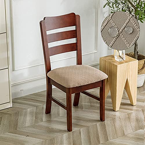 SHENGYIJING Fundas de asiento para silla de comedor, impermeables, para sillas de comedor, cubiertas de sillas de comedor, cubiertas de sillas de cocina, cubiertas con hebilla (4, caqui)