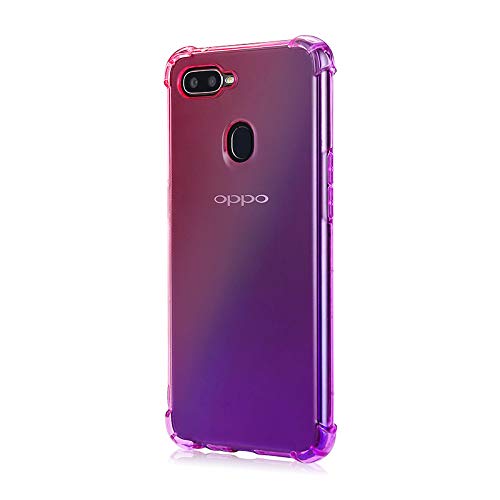 SHIEID OPPO A7X Cover, Rainbow Color Gradient Backboard TPU Soft Material Funda de teléfono a Prueba de Golpes a Prueba de Golpes para OPPO A7X (Rosado Morado)