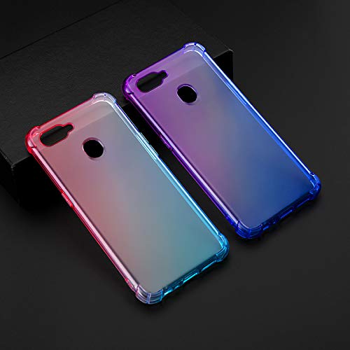 SHIEID OPPO A7X Cover, Rainbow Color Gradient Backboard TPU Soft Material Funda de teléfono a Prueba de Golpes a Prueba de Golpes para OPPO A7X (Rosado Morado)