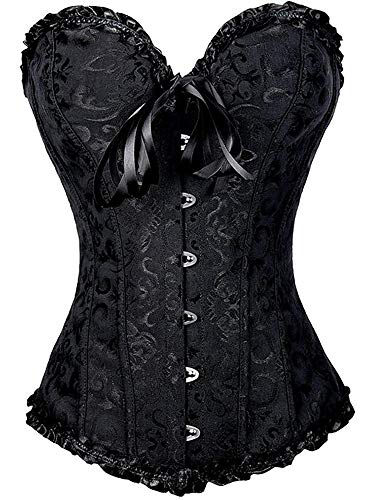 ShiyiUP Vintage Brocado Encaje Cinta Ajustablee Lace Push-up Corsé para Mujer