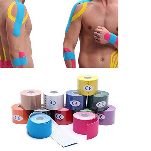 Shop-PEJ De múltiples Fines 2.5cm * 5m elástico Lesiones musculares Sport Tapes Vendaje de Apoyo de la Cinta Kinesiología Rodilleras Apoyo Protector para Hacer Ejercicio, Deportes (Color : White)