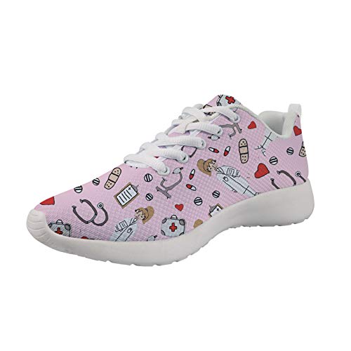 Showudesigns Enfermera Trabajar Zapatillas Deportivas Transpirables para Mujer Sanitarias Zapatos, Calzado Deportivo de Exterior de Mujer Zapatilla de Deporte EU 36