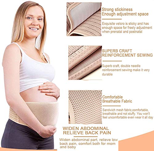 SHYL~JIER Cinturón de maternidad para embarazo, cintura y espalda y abdomen, banda ajustable para el vientre, cuna prenatal para bebé, beige, L