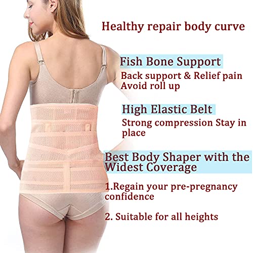 SHYL~JIER Postparto vientre Wrap 3 en 1 Post Parto Apoyo Recuperación – Cinturón de vientre, cintura/pelvis para mujer, moldeador de cuerpo de barriga bandido cintura Faja (XL, Nude)