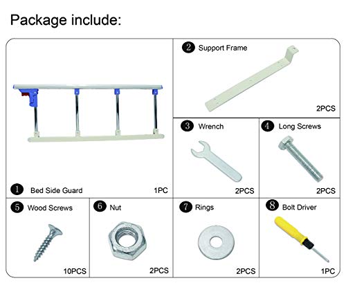 Signstek Asidero de Seguridad para barandillas Manija Barandillas de la Cama Barandas de protección para Ancianos Mayores, Adultos, Plegable en el Hospital Barra de Agarre para el Lado del paci