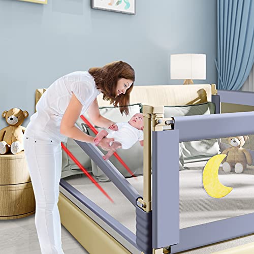 Signstek Barandilla de La Cama Guardia de Seguridad para Niños, Portátil Barrera de cama para bebé Protección contra caídas, Barandilla cama(150cm,Gris,1pcs)