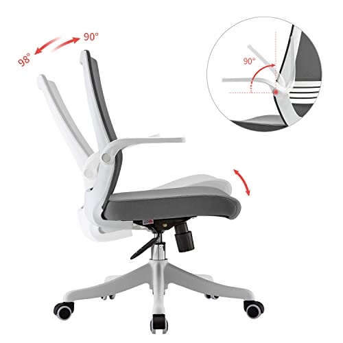 SIHOO Silla de Oficina ergonómica Moderna, giratoria de 360 ​​° con cómodo Soporte Lumbar y reposabrazos Plegables, Silla de computadora Ajustable en Altura con Ruedas silenciosas (Gris)