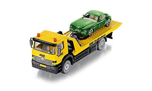 siku 2712 Grúa de vehículos, Diseño ADAC, Incl. coche de juguete, 1:55, Metal/Plástico, Amarillo