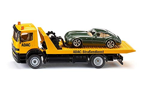 siku 2712 Grúa de vehículos, Diseño ADAC, Incl. coche de juguete, 1:55, Metal/Plástico, Amarillo