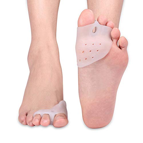 Silicona Protector Hallux Valgus, Protector de Juanetes Silicona, Enderezador de Dedos de Gel, Separador de Dedos del Pie con Almohadillas de Antepié, 1 Par