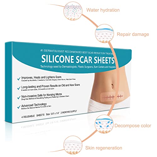 Silicone Scar Sheets, Hojas de silicona para eliminar cicatrices, Hojas de tratamiento de cicatrices de acné, Quemaduras, Acné, Cicatrices quirúrgicas de cesárea