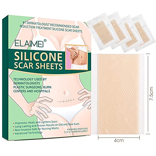 Silicone Scar Sheets, Sábanas de Cicatriz, Parche de cicatrices, Reducción de Cicatrices, Tratamientos de Reducir Cicatrices para Acné, Cirugía, Cicatrices de Quemaduras - 4pcs