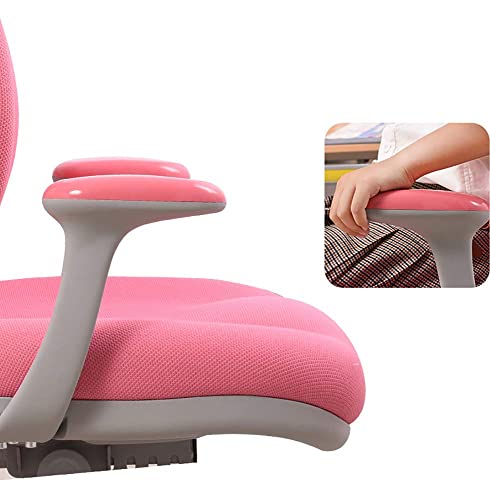 Silla de escritorio para estudio en casa para niños, control de altura, asiento ajustable para estudio de estudiantes, asiento de oficina con ruedas giratorias y reposabrazos extraíbles, azul (rosa)