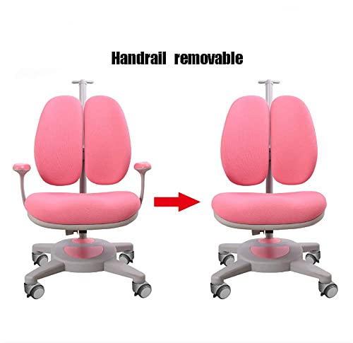 Silla de escritorio para estudio en casa para niños, control de altura, asiento ajustable para estudio de estudiantes, asiento de oficina con ruedas giratorias y reposabrazos extraíbles, azul (rosa)