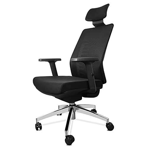 Silla de Oficina Ergonómica con Respaldo Alto de Malla,reposacabezas Ajustable, Reposabrazos, Lumbar Ajustables,Respaldo, Silla giratoria Ejecutiva para Computadora