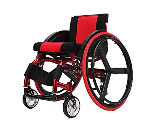 Silla de ruedas deportiva, Silla de ruedas manual, Plegable, Ligero, Transporte, Silla de ruedas de aleación de aluminio ultraligera, Desbloqueo rápido, Rueda trasera Amortiguador Trolley,,Red